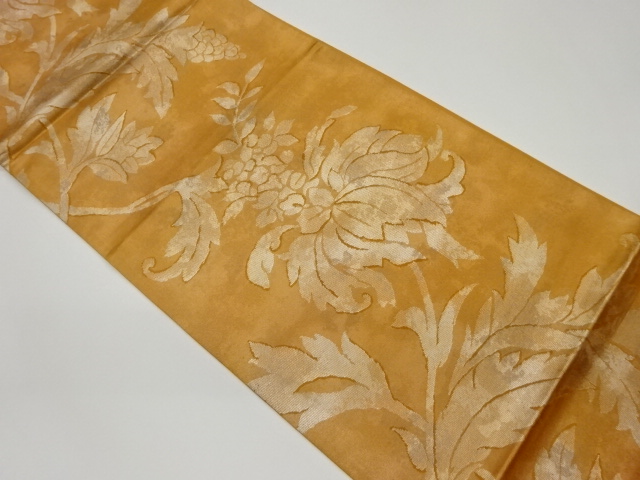 JAPANESE KIMONO / VINTAGE FUKURO OBI / SILK / WOVEN FLOWER ARABESQUE